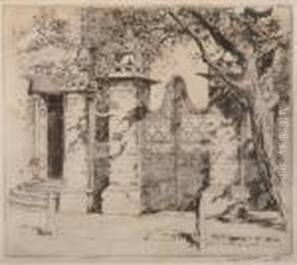 The Wrought Iron Gate Oil Painting by Alfred Heber Hutty The Wrought Iron Gate Oil Painting by Alfred Heber Hutty