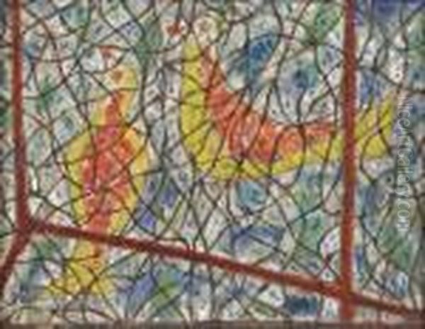 Deux Oiseaux Oil Painting by Jecheskiel Dawid Kirszenbaum Deux Oiseaux Oil Painting by Jecheskiel Dawid Kirszenbaum