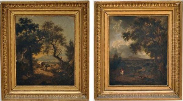 Cavalier Et Paysans Au Repos Dans Un Paysage Oil Painting by Ferdinand Kobell