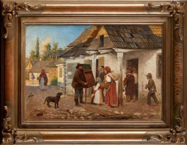 Scena Z Kataryniarzem Oil Painting by Anton Kozakiewicz