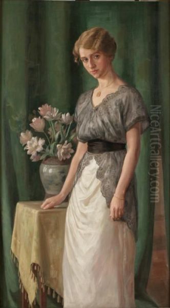 Konstnarens Dotter Kajsa Oil Painting by Johan Krouthen
