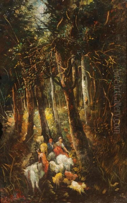 Bosco Con Figure Oil Painting by Vincenzo La Bella