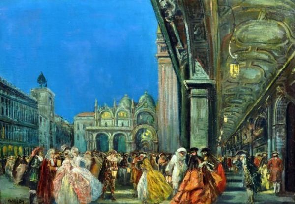 Carnevale In Piazza Oil Painting by Vincenzo La Bella