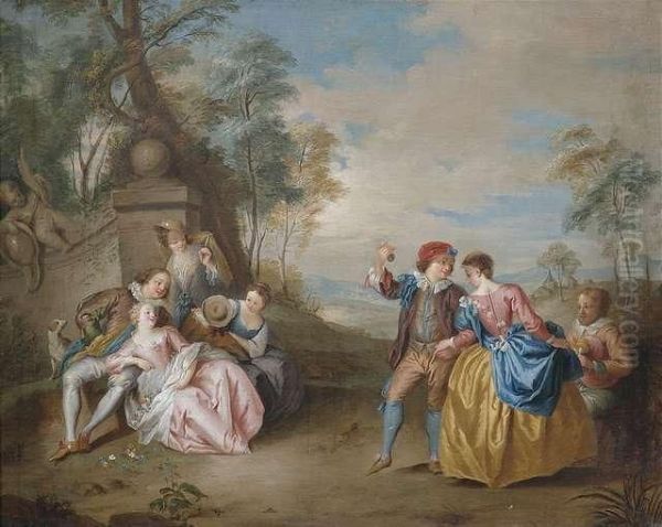 Galante Szenerie Im Park Oil Painting by Nicolas Lancret