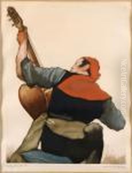 Le Guitariste Oil Painting by Maurice Langaskens