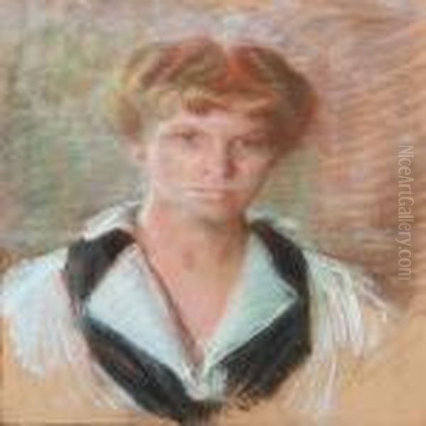 Portrait Of Woman Oil Painting by Hugo Valdemar Larsen