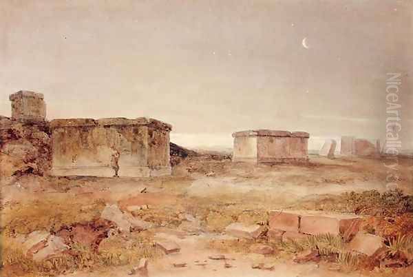 Ancient Sarcophagi, Galatea, at Dawn, 1823 Oil Painting by Hugh William Williams