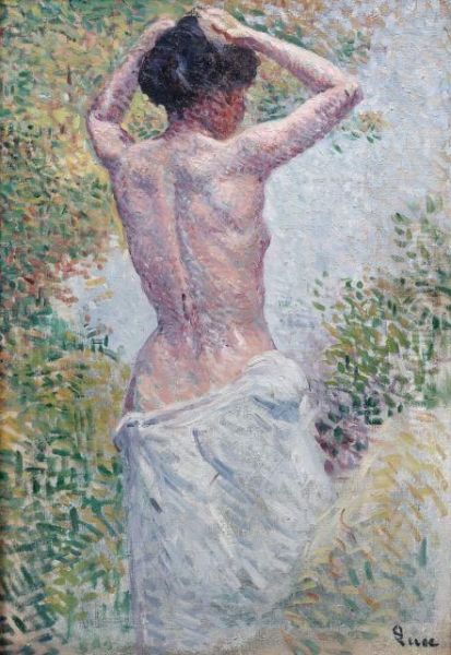 Femme Se Coiffant, Vue De Dos Oil Painting by Maximilien Luce