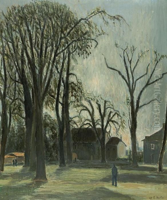 Contre Jour - Landschaft Oil Painting by Eugene Louis Martin Contre Jour - Landschaft Oil Painting by Eugene Louis Martin