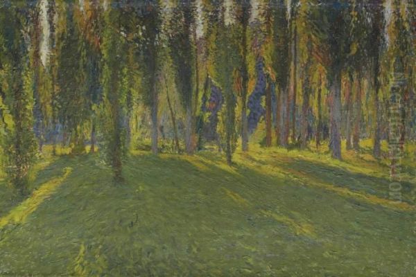 Peupliers Dans La Vallee Du Vert Oil Painting by Henri Martin