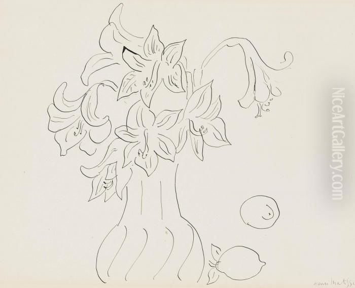 Nature Morte Aux Fleurs Et Citrons Oil Painting by Henri Matisse