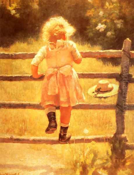 Straw Hat Oil Painting by Franz Wiesenthal