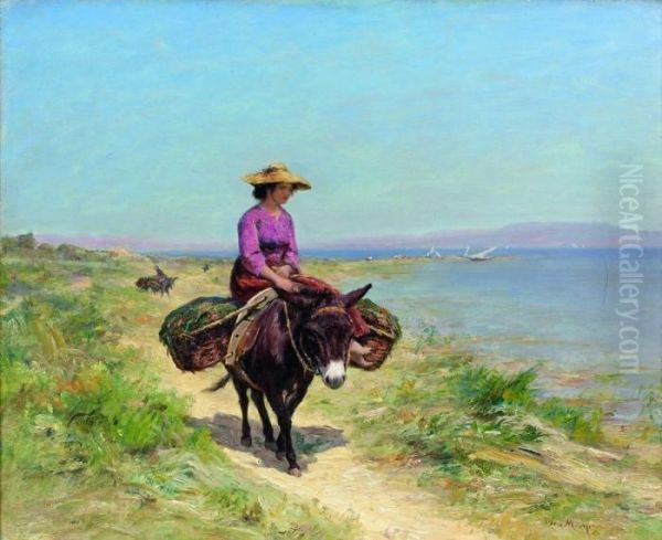 La Porteuse De Poisson Oil Painting by Theophile Mayan