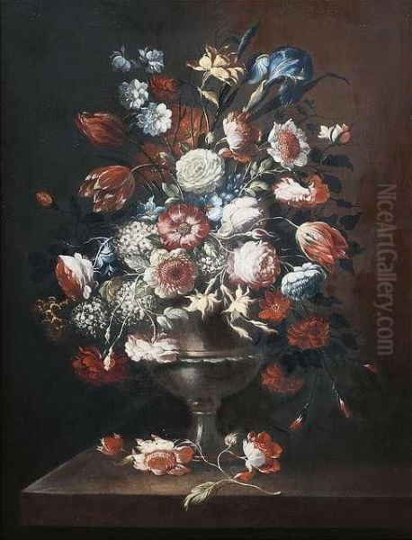Stilleben Mit Prachtigem Blumenbukett Oil Painting by Johann Martin Metz