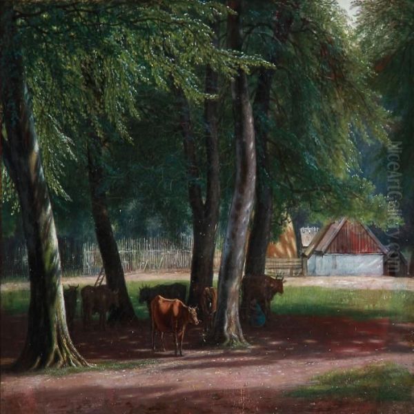 In The Deer Garden Oil Painting by David Monies