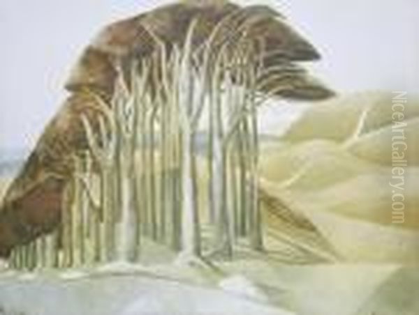 Wood On The Downs Oil Painting by Paul Nash