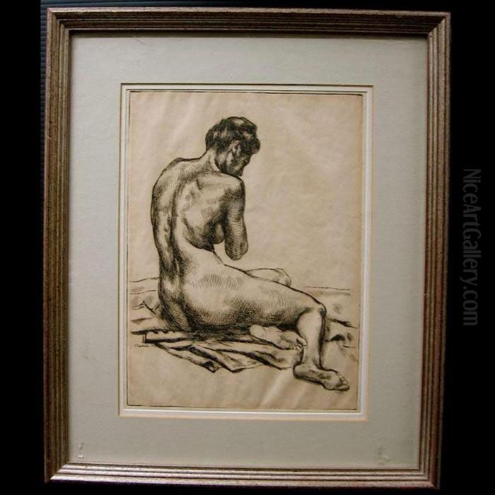 Seated Nude Oil Painting by Ernst Neumann