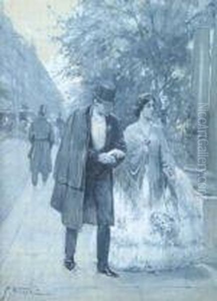 After Theball, Monochromatic Oil Painting by Gabriel Nicolet