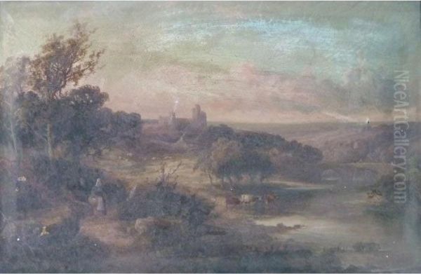 River Landscape Oil Painting by Edmund John Niemann