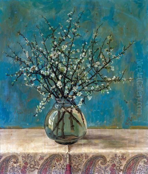 Bloesemtakken In Een Vaas Oil Painting by Jaap Nieweg