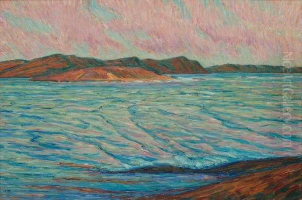 Havsgattet I Solnedgang/inloppet Till Kyrkesund Oil Painting by Karl Nordstrom