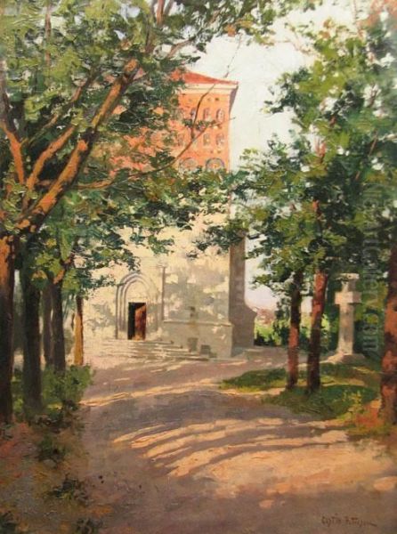 Drumul Spre Capela Oil Painting by Costin Petrescu