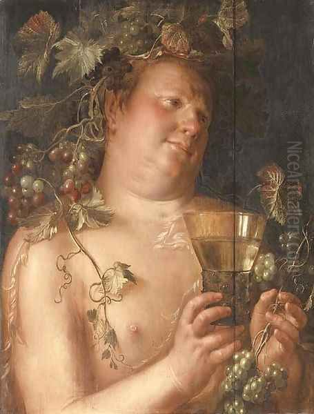 Bacchus Oil Painting by Joachim Wtewael (Uytewael)