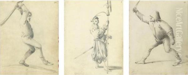 Three Figure Drawings From A Sketchbook Oil Painting by Pieter Jansz. Quast