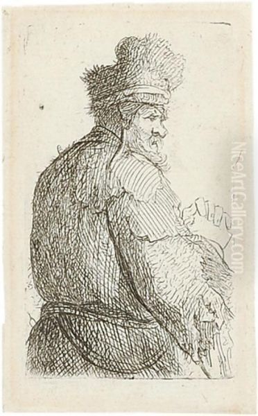Vom Rucken Gesehener Greis, Halbfigur Oil Painting by Rembrandt Van Rijn