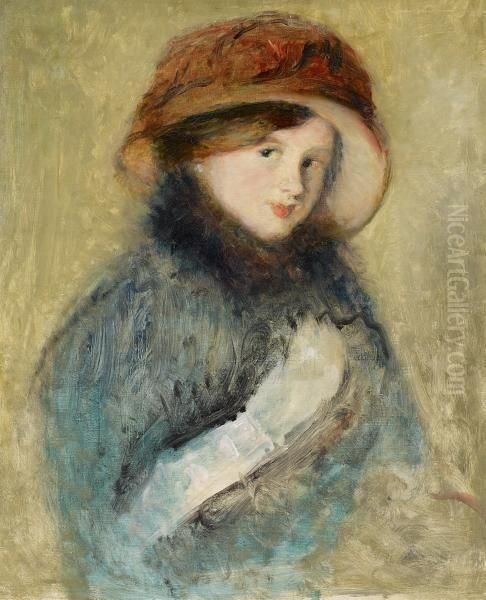 Portrait Of A Young Woman In A Black Robe Oil Painting by Pierre Auguste Renoir