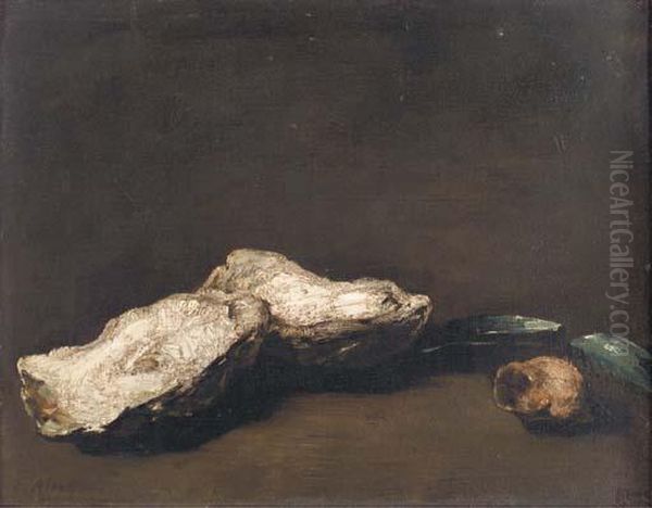 Nature Morte Aux Huitres Oil Painting by Theodule Augustine Ribot