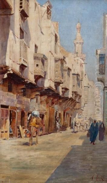 A View Of El Cairo Oil Painting by Alberto Rossi
