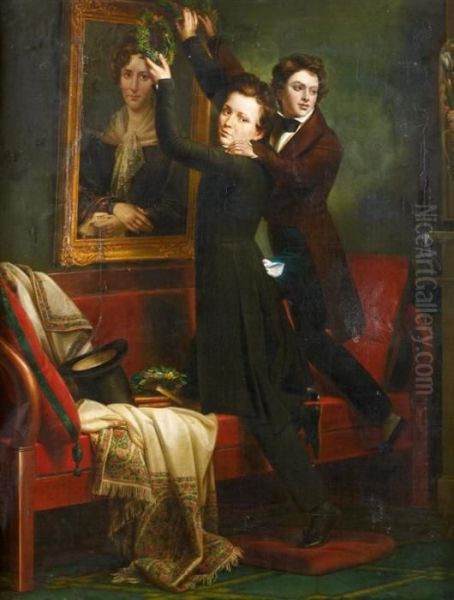 Les Deux Freres Oil Painting by Ary Scheffer