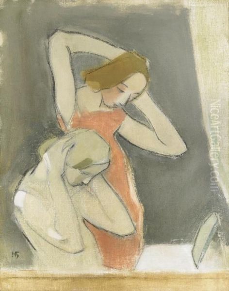 Framfor Spegeln Oil Painting by Helene Schjerfbeck