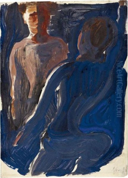 Vorubergehender Und Stehender Oil Painting by Oskar Schlemmer