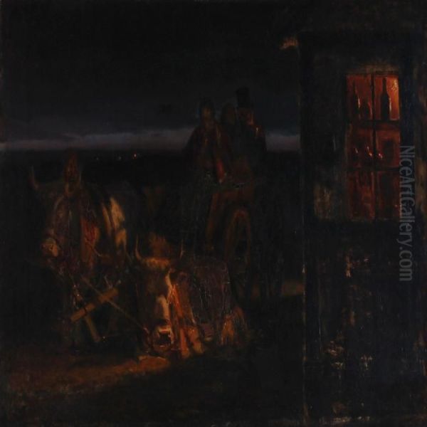 Udenfor Hokeren, Aften Oil Painting by Hans Ludvig Smidth