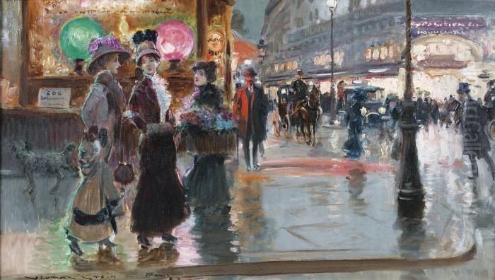 Les Grands Magasins A Paris Oil Painting by Georges Stein