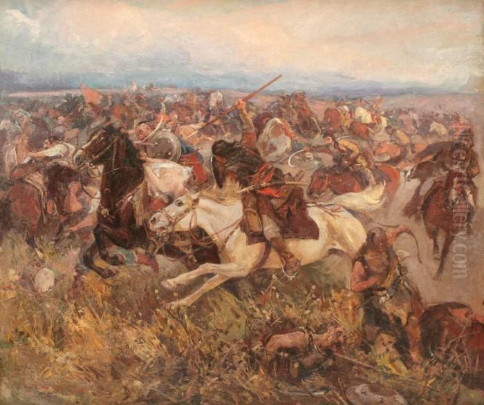 Batalia De La Lipnic Oil Painting by Dumitrescu Stoica