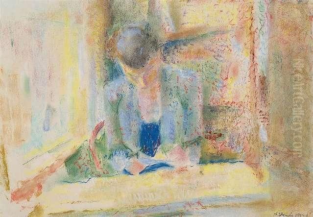 Reading Woman Oil Painting by William Straube