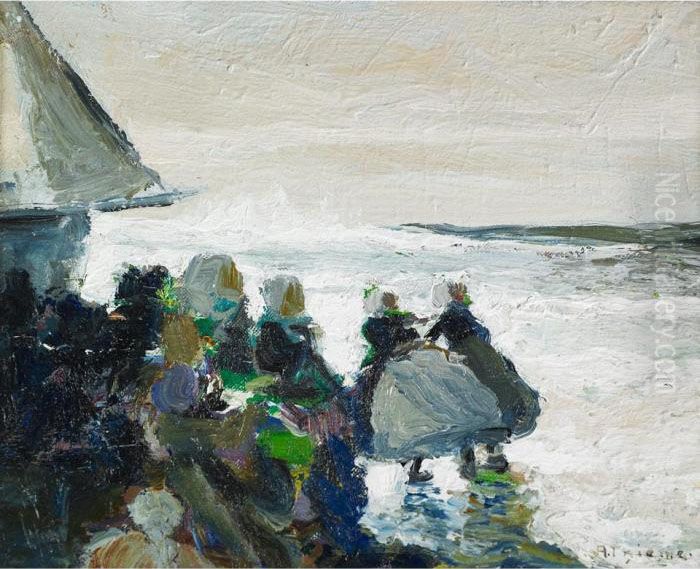 Dutch Girls On The Coast Oil Painting by Anthony Thieme