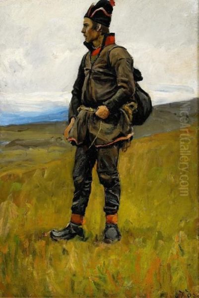 Same I Lapplandskt Landskap Oil Painting by Johan Tiren