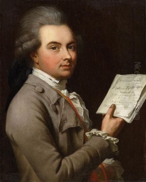 Portrait Of Ernst Christoph 
Dreâ”œÆ’ler With The Manuscript Of A Spring Song, On The Occasion Of The 
Marriage Of David August Von Apell To Wilhelmine Caroline Amalie 
Tischbein In 1778 Oil Painting by Johann Heinrich The Elder Tischbein
