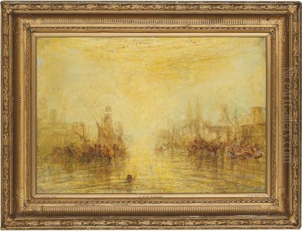 Ships At Sunset Oil Painting by Joseph Mallord William Turner