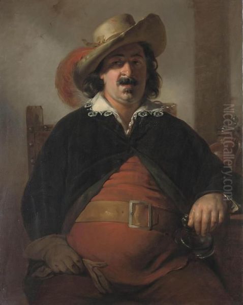 The Painter Ignaz Raffalt As Falstaff Oil Painting by Friedrich Ritter von Amerling