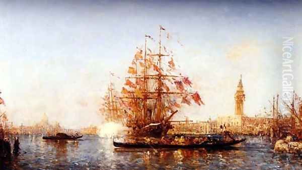 Le coup de canon (A blast from the canon) Oil Painting by Felix Ziem