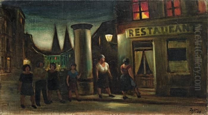 Berliner Ecke Mit Gasbeleuchtung Oil Painting by Werner Von Heldt Berliner Ecke Mit Gasbeleuchtung Oil Painting by Werner Von Heldt