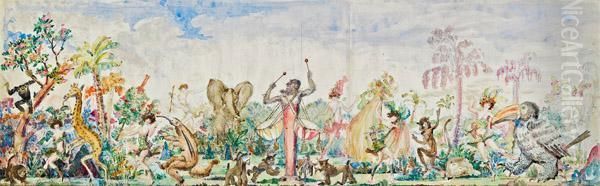 Karneval Der Tiere Oil Painting by Fritz Von Herzmanovsky-Orlando