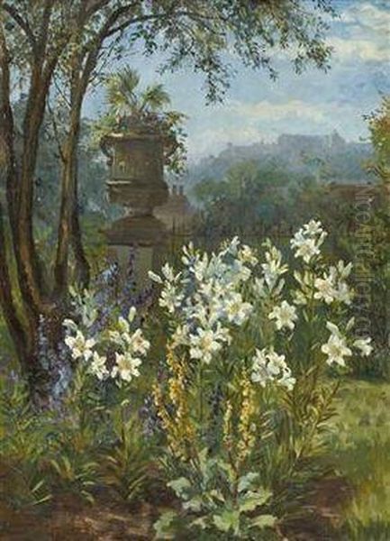 Blick Auf Festung Hohensalzburg Oil Painting by Helene Paula Von Pausinger