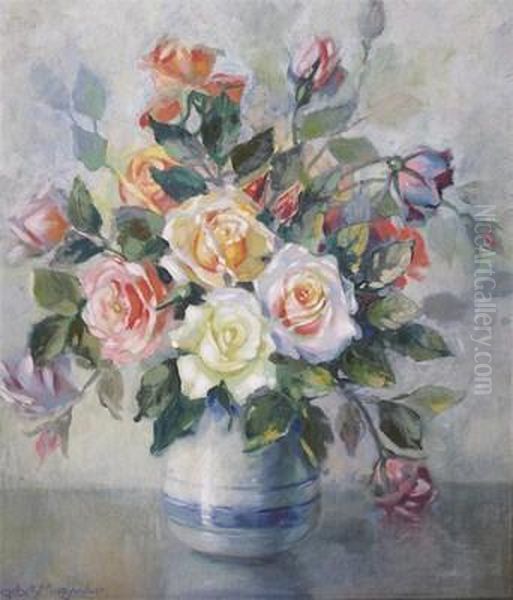 Summer Flowers In A Vase Oil Painting by Elizabeth Mary Watt