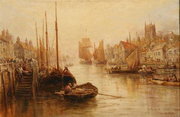 The River At Boston, Inshire Oil Painting by William Webb